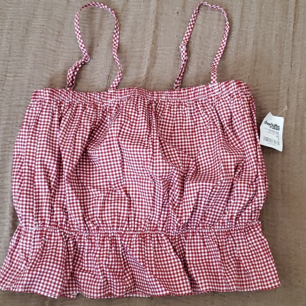 Red and white crop top